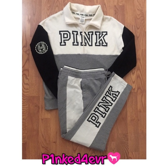 VS PINK Colorblock 1/2 Zip/Straight Leg Pants - Picture 1 of 3